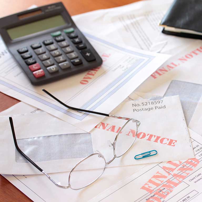 Illustration of overdue bills. 