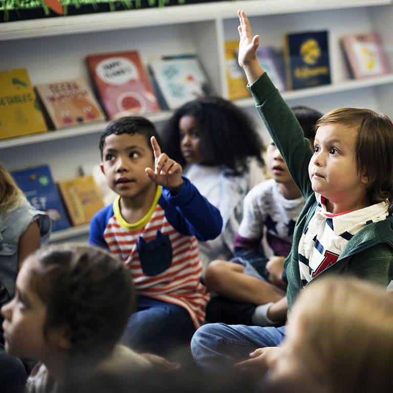 Children in a preschool classroom.